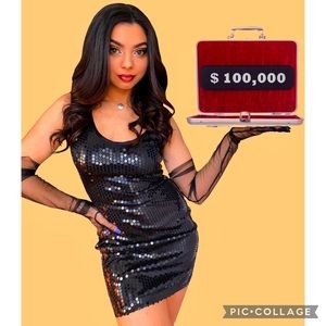 HP x3⭐️ Vintage 90’s Black Sequin Rampage Dress